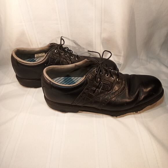 FootJoy DryJoys Men’s Leather Golf Shoes Black Size 10 - Picture 5 of 8